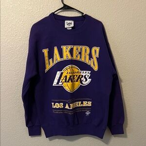 Vintage Lee Men's Purple Lakers Crewneck Sweater